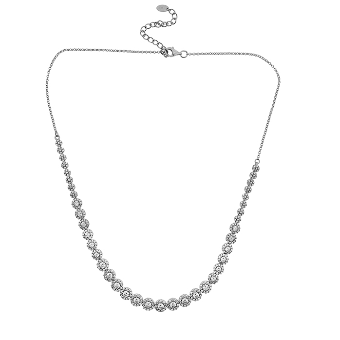 Collana tennis design fiore argento