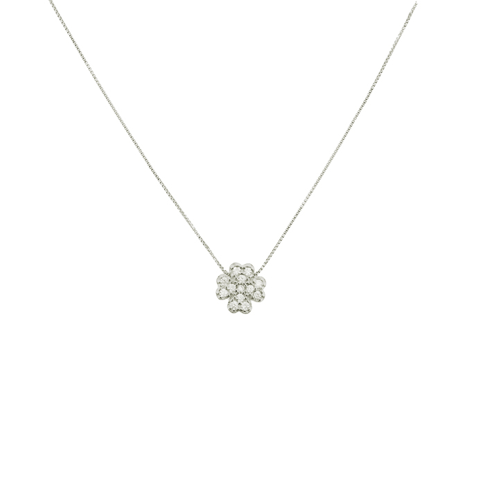 Collana con quadrifoglio zirconato