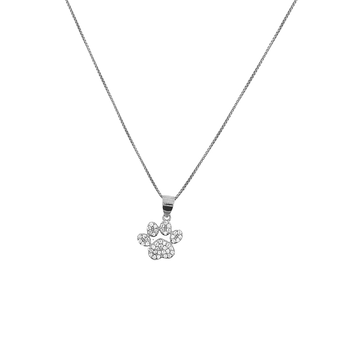 Collana zampa zirconata in